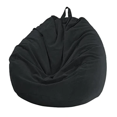 Image of Chickwing Bean Bag Corduroy Without Filling, Gaming Bags Chair for Adult Kids, Highback Comfortable Indoor Outdoor Living Room Large Beanbag Seat,Black,85x110cm(No Filler)