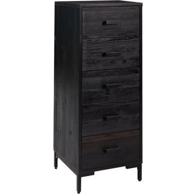 Image of vidaXL Chest of Drawers Black 42x35x110 cm Solid Pinewood