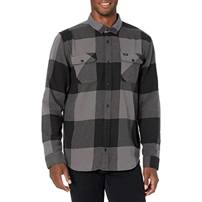 Image of RVCA Men&#039;s Standard Fit Long Sleeve Button Shirt, L/S Flannel/Smoke, Medium