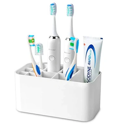 Image of Colist toothbrush Holder Multifunctional Electric Holder，Bathroom Wall Mounted Stand ，4 slots + 6 heads slots+1 Storage slots(White)