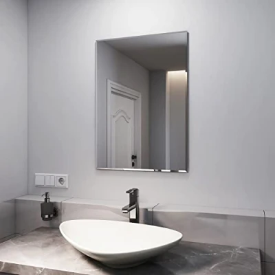 Image of EMKE Bathroom Mirrors 500x700mm, Frameless Wall Mirror for Bedroom/Living Room, Rectangle Vanity Mounted