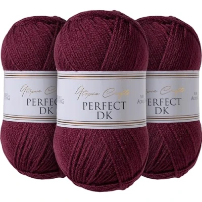 Image of Utopia Crafts DK Double Knitting Yarn 3X 100g (Grape Purple)