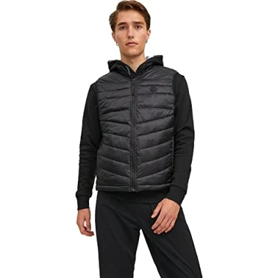 Image of JACK &amp; JONES Mens Hero Puffer Bodywarmer Black S