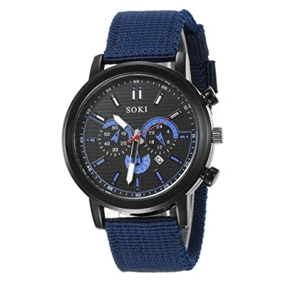 Image of JewelryWe Mens Military Watch Nylon Strap Analog Quartz Calendar Luminous Wristwatch Cool Business Casual Dress Watch, for Fathers Day