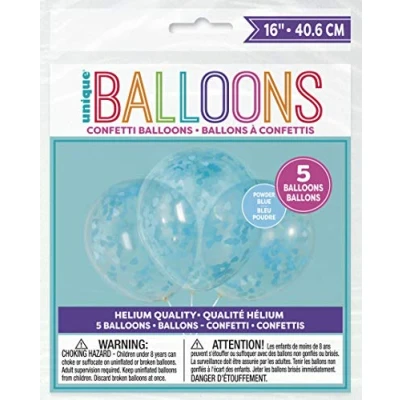 Image of Stunning Clear Latex Balloons with Blue Heart Confetti (40cm) Ideal for Memorable Celebrations, Event Decorations, &amp; Parties 5ct
