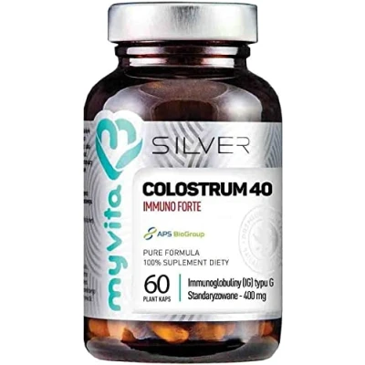 Image of Colostrum 40 Immuno Forte IG Type G standardized 400mg 60 Capsules MyVita Silver Pure