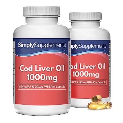 Image of Pure Cod Liver Oil 1000mg Rich in Omega 3 Fatty Acids with 240mg of EPA and 270mg DHA per Serving 360 Capsules = Up to 4 Months&#039; Supply Manufactured The UK