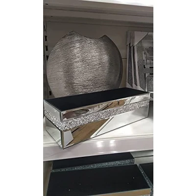 Image of Biznest New Crushed Diamond Crystal Bling Mirrored Tray Storage Box Harper Gem