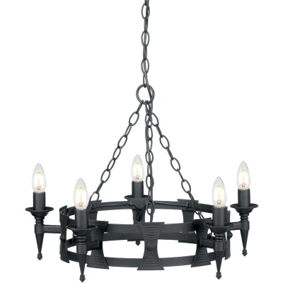 Image of Saxon 5 Light Chandelier Black Finish, E14