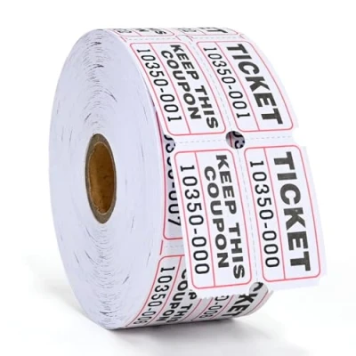 Image of L LIKED Raffle Tickets Double Rolls 1000 per Roll 50/50 for Events, Entry, Class Reward, Prizes (White)