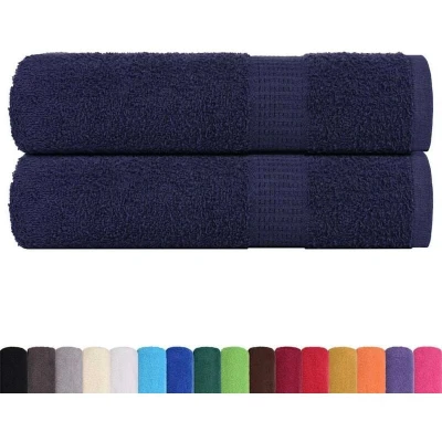 Image of vidaXL Hand Towels 2 pcs Navy Blue 50x100 cm 360 gsm 100% Cotton