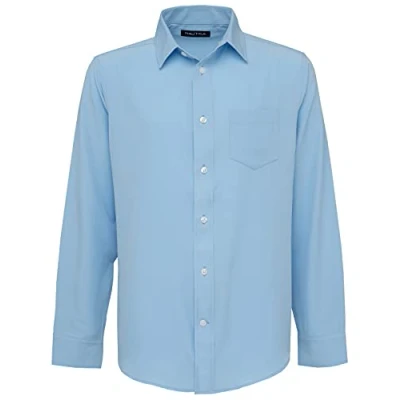 Image of Nautica Men&#039;s School Uniform Long Sleeve Performance Oxford Button Down Shirt, Ox Blue, XL