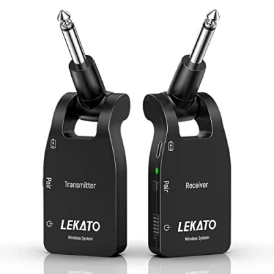 Image of LEKATO Upgraded Guitar Wireless System Transmitter Receiver Set Built in Battery Cordless Jack Lead Digital for Electric Bass(WS10)