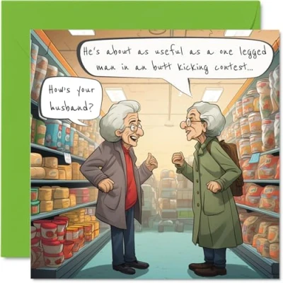 Image of Funny Birthday Cards for Women Her Supermarket Gossip Happy Card Mum Sister Daughter Nan Grandma Cousin Auntie, 145mm x Rude Joke Humour Ladies Greeting