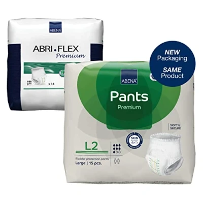 Image of Abena Pants Premium Pull Up Incontinence Pants, Eco Labelled for Men &amp; Women, Discreet, Protective, Breathable, Comfortable, Large 2, 100 140cm Waist, 1900ml Absorbency, 15PK