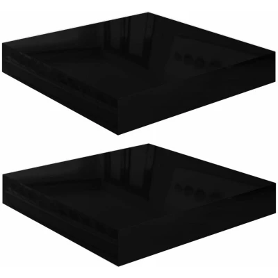 Image of vidaXL Floating Wall Shelves 2 pcs High Gloss Black 23x23.5x3.8 cm MDF