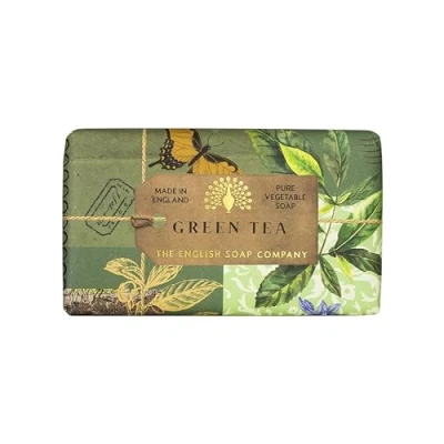 Image of The English Soap Company Anniversary Wrapped Bar, Green Tea Shea Butter Moisturising Bar for Face and Body, Scent 190g