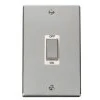Image of Click Scolmore Decorative Ingot 2 Gang Double Pole Switch 45 A Polished Chrome White VPCH502WH