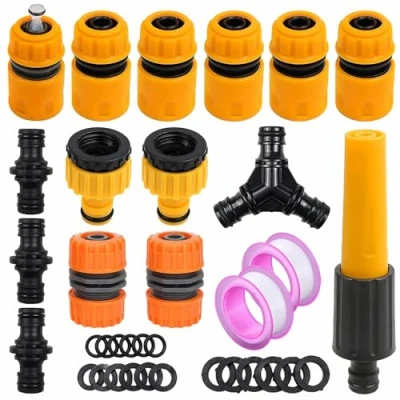 Image of Miyobing Hose Connector Garden Fitting Set: Nozzle,Hose End Quick Connector,Hose Repair Waterstop Connector,Double Male Snap Connector,Y Coupling,2in1 Threaded Tap etc
