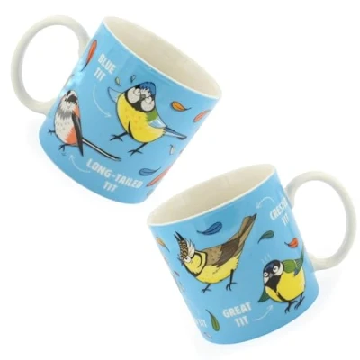 Image of Calm Your Birds Ceramic Coffee Mug Cute and Silly Novelty Cup with Adorable Bird Design Great Gift Idea for Lovers 396ml Capacity Microwave Dishwasher Safe