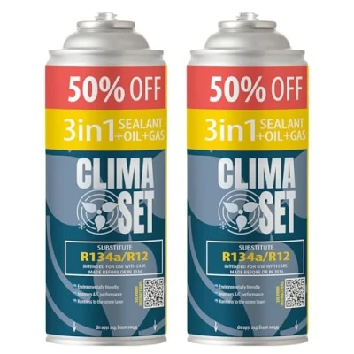 Image of Clima Set R134 3in1 Air Conditioning Refrigerant with Sealant and Oil for Car Conditioner 2 Cans of 235 g ECO