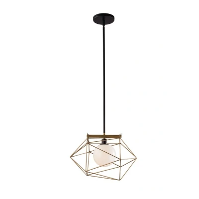 Image of Abraxas Globe Cage Ceiling Pendant, Black, Gold, E27