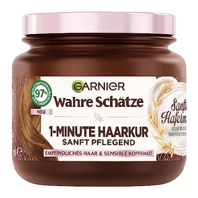 Image of True Treasures Moisturising 1 Minute Hair Treatment for Sensitive Scalp, with Rice Cream and Organic Oat Milk a Pleasant Experience, Vegan Formula, x 340 ml
