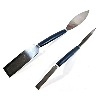 Image of 2pc Leaf and Square Small Tool Set Plastic Handles Plaster Filling Work BL017