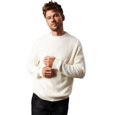 Image of Burton Cotton Rich Ribbed Crew Neck Jumper, M, Off White