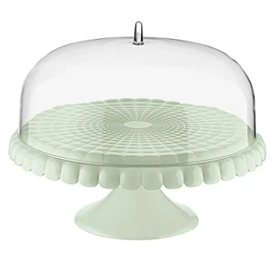 Image of Guzzini Tiffany, Cake Stand with Bell Green Mauve, Ø 36 x h28 cm 199400243