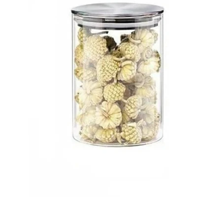 Image of Aminno High Borosilicate Glass Sealed 500ml Storage Jar With Stainless Steel Lid Container Cooking Dining Modular Kitchen