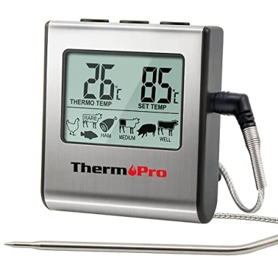 Image of ThermoPro TP16 Digital Meat Cooking Thermometer with Stainless Steel Long Food Temperature Probe for Liquids, Oven, Smoker, BBQ, Candy, Oil, Deep Frying Timer Alarm