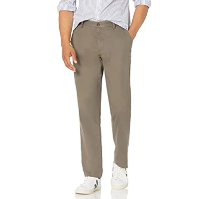 Image of Amazon Essentials Men&#039;s Straight Fit Wrinkle Resistant Flat Front Chino Trouser, Taupe, 35W / 34L