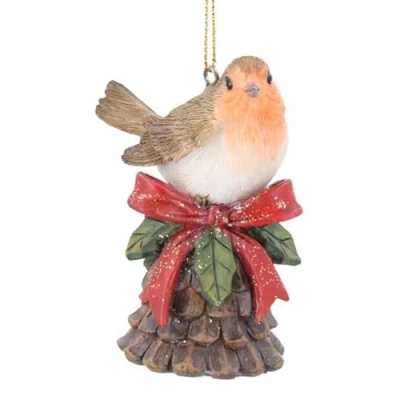 Image of Gisela Graham Robin On Cone Resin Tree Decoration