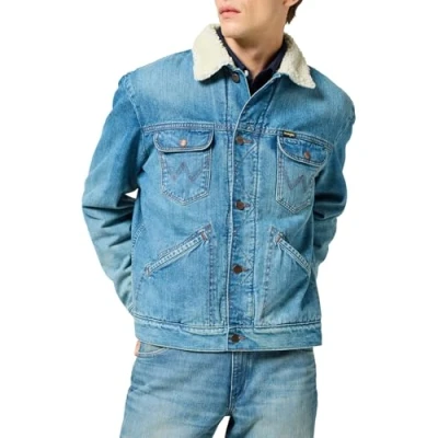 Image of Wrangler Men&#039;s 124mj Sherpa Jacket, Sage Wash, M