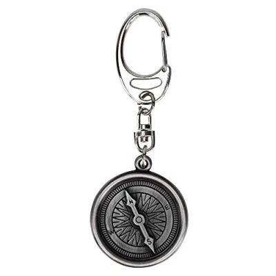 Image of Metal Planet Ltd Compass look keyring &#039;Stay safe on your travels&#039; message