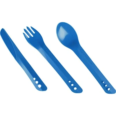 Image of Lifeventure Ellipse Plastic Interlocking Cutlery Set For Camping, Travel &amp; Outdoor Blue