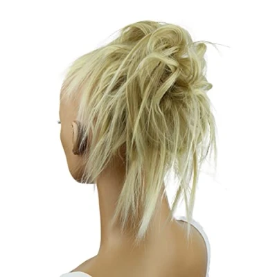 Image of CAISHA XXL Jumbo Hairpiece Scrunchy Updo Bridal Hairstyle Messy Hair Tie Lightblond G4F