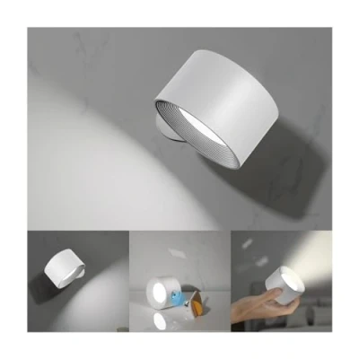 Image of Feallive LED Wall Lights with USB Charging Port 1 Pcs Reading Light, Dimmable Touch Control 3 Brightness Levels Spotlights 360 Free Rotation ​Bedside Sconce Lamp for Bedroom White