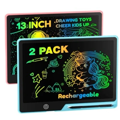 Image of POPERFUN LCD Writing Tablet for Kids, Rechargeable Doodle Board Toys Gifts 3 8 Year Old Girls Boys, 13 Inch Colorful Drawing Pad Toddler Educational Learning Travel