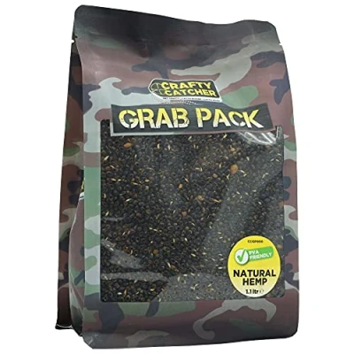 Image of Crafty Catcher Natural Hemp Cooked Particles Mix, 1kg Grab Pack, PVA Friendly, Prepared Fishing Bait Spod Mix for Carp