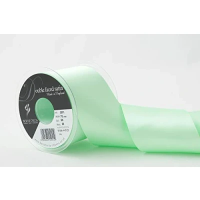 Image of Berisfords Double Faced Satin Ribbon, Mint Green, 70 mm Width, 20 metre Length