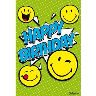 Image of bsb Birthday Card Greetings Wishes 3D Smiley Envelope Yellow
