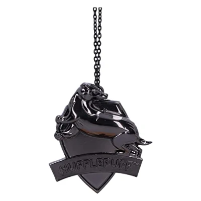 Image of Nemesis Now Harry Potter Hufflepuff Crest (Silver) Hanging Ornament 5.8cm, Resin, Officially Licensed Merchandise, Requires Sturdy Place, Cast in the Finest Hand Painted