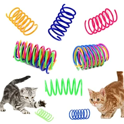 Image of Petnice 12 Pcs Cat Colorful Springs Toys, Creative Toys for Kittens, BPA Free Durable Heavy Plastic Interactive to Kill Time and Keep Fit Swatting, Biting, Hunting Kitten