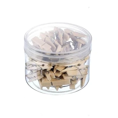 Image of Push Pins with Wooden Clips,50 PCS Wood Pegs Pushpins Drawing Cork Board Clips Thumbtack for Notice Map Pictures Hanging