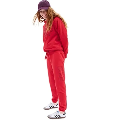 Image of GAP Women&#039;s Oversized Logo Fleece Jogger Sweatpants, Modern Red, S