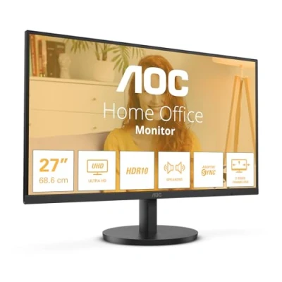 Image of AOC U27B3A 27 Inch UHD 4K, 60Hz, IPS, 4ms, HDR10, 3 side Frameless, Speakers, LowBlue Light, FlickerFree (3840 x 2160,350 cd/m2, HDMI 2.0 / DP 1.4)