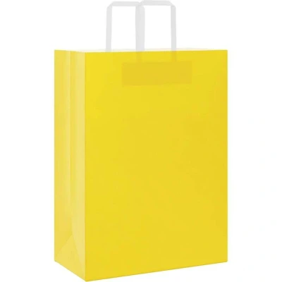 Image of vidaXL Paper Bags 250 pcs with Handles Yellow 32x17x44 cm