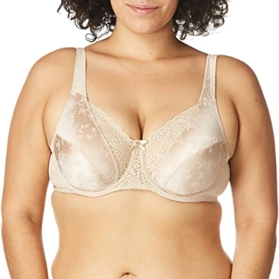 Image of Playtex Women&#039;s Secrets Love My Curves Signature Floral Underwire Full Coverage Bra Us4422, Opaque, Taupe, 40C